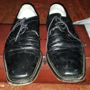 Mezlan Platinum Genuine Ostrich BLK Dress Shoes